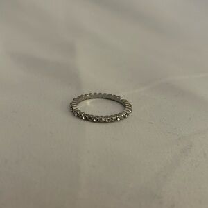 Silver ring with rhinestones